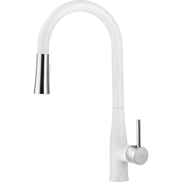 Deante BDH_W720 Lukrecia álló mosogató csaptelep íves fehér-króm kihúzható fejjel