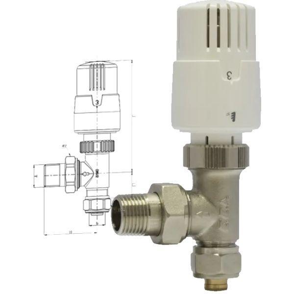 ECA 602120780-02 termosztatikus sarok radiátor szelep TRV4 eurokónusz csatlakozóval
