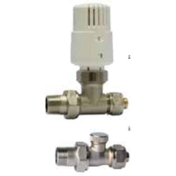 ECA 602120790-02 egyenes radiátor szelep szett TRV4+GV3 eurokónusz csatlakozóval + termofej (M30x1,5)